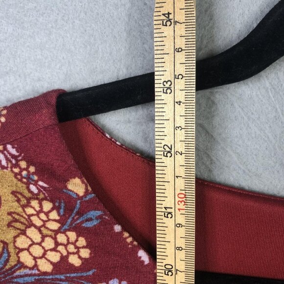 Soft Surroundings Dress Womens Medium Red Boho Paisley Floral Maxi 3/4 Sleeve - Picture 5 of 16